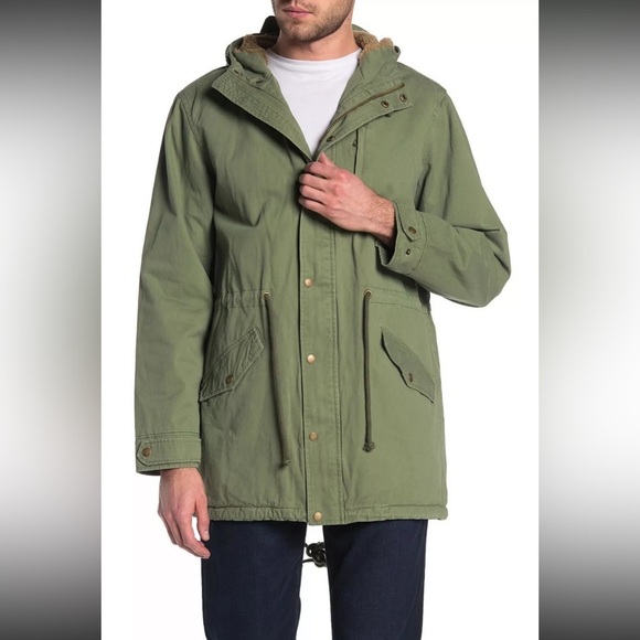 Weatherproof Vintage Large Sherpa Hooded Olive Green Long Parka Coat Canvas - Picture 1 of 12